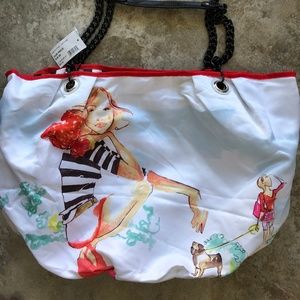 DSW Large Beach Tote Bag Watercolor Chain Handle